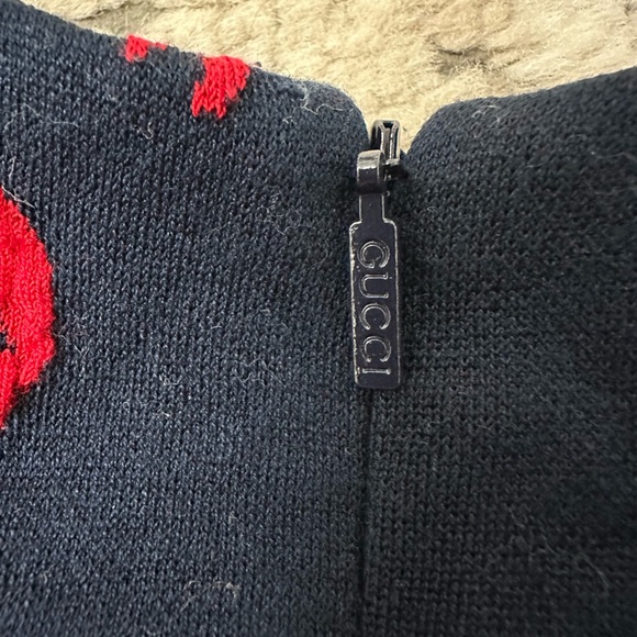 Gucci Baby Girl Blue & Red Bow Dress Size 12/18 Months - Picture 4 of 5